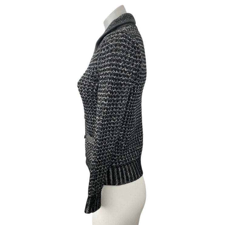 Rag & Bone Neiman Marcus Gray Black Wool Button Long Sleeve Cardigan Sweater M