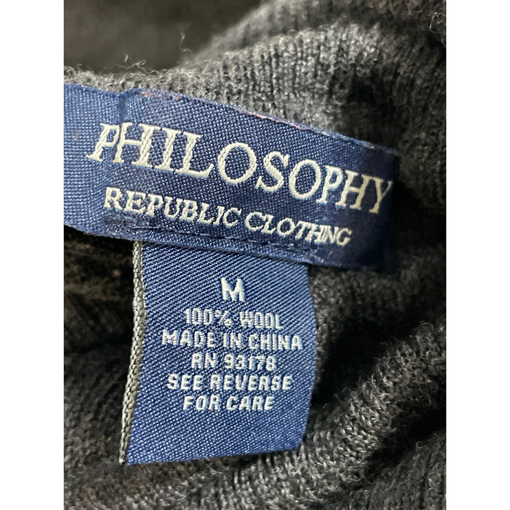 Philosophy Women Black 100% Wool Knit Long Sleeve Turtleneck Sweater Top Size M