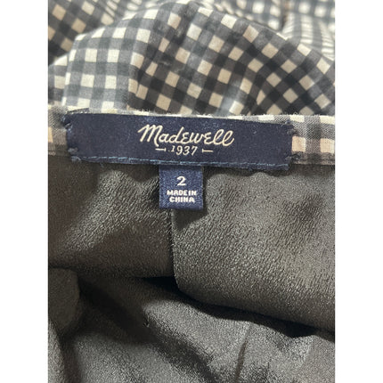 Madewell Black White Gingham Checkered High Waist A Line Pleated Mini Skirt Sz 2