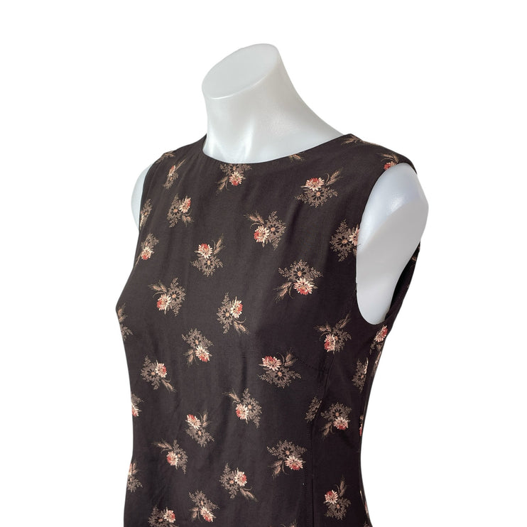 Country Road Women's Black Floral Sleeveless Crew Neck Tank Mini Dress Size 8