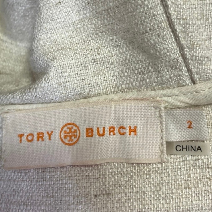 Tory Burch Ivory Zip Fringe Poncho Striped Long Sleeve Pockets Hoodie Jacket 2