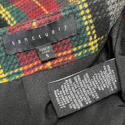 Sanctuary Multicolor Tweed Tartan Plaid High Waist Fringe Mini Skirt Size S