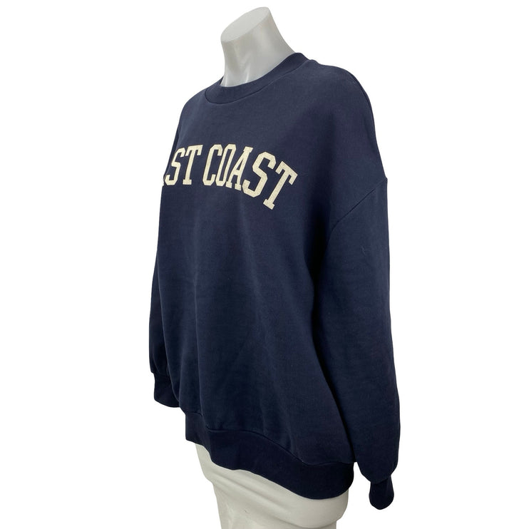 Oak + Fort Womens Navy Blue East Coast Fleece Long Sleeve Sweatshirt Top Size XS