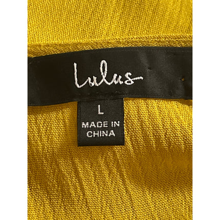 Lulus Much Obliged Women's Yellow Deep V Neck Short Sleeve Maxi Wrap Dress Sz L