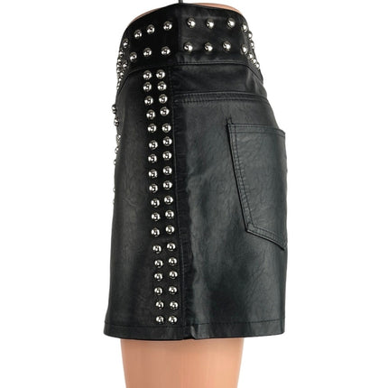 At Piece Black Studded Button Front High Waisted Edgy Pocket Casual Short Sz XS