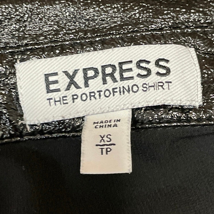 Express Women's Black Long Sleeve Collared Pockets Button Down Shirt Top Size XS