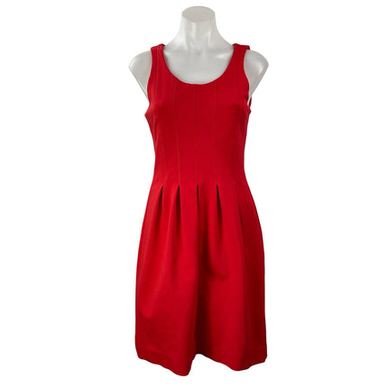 J.Crew Red Sleeveless Scoop Neck Tank Pleated Fit & Flare Mini Dress Size 4