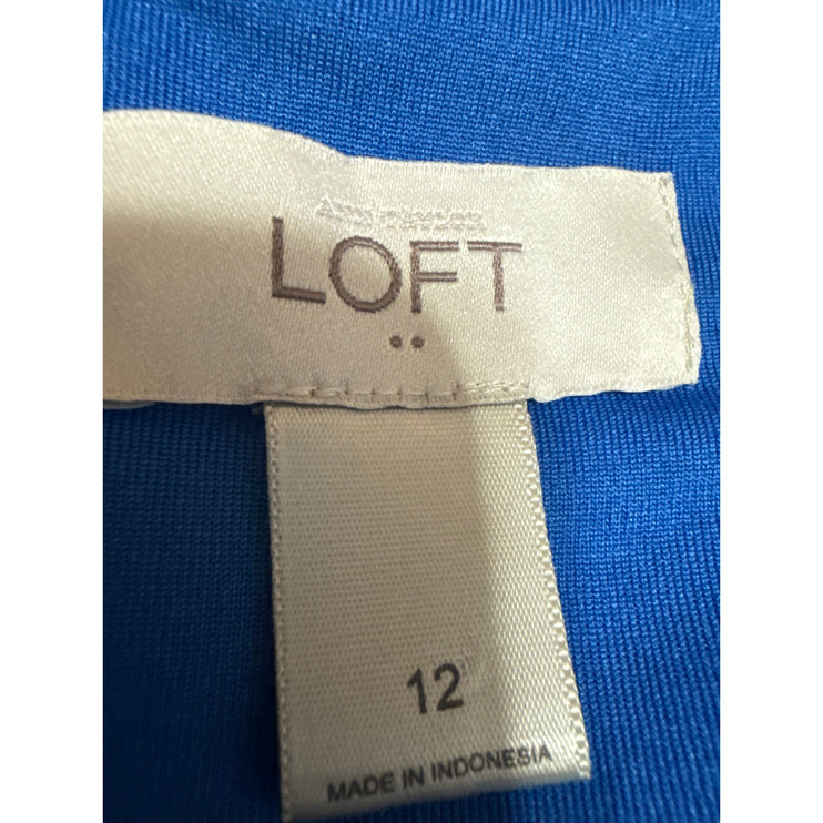 Ann Taylor LOFT Women's Blue Sleeveless Boat Neck Mini Sheath Dress Size 12