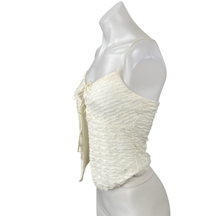 Edikted Alessia Women's White Ruffle Tie Front Sleeveless Camisole Tank Top Sz S