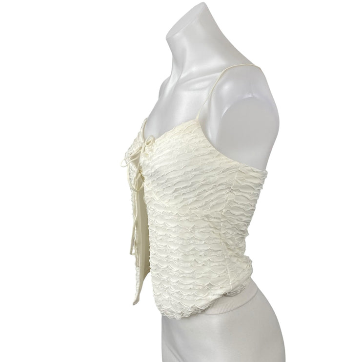 Edikted Alessia Women's White Ruffle Tie Front Sleeveless Camisole Tank Top Sz S