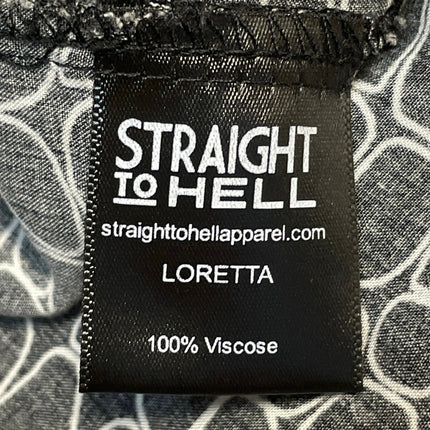 Straight to Hell Women's Black Croc Brick Long Sleeve Button Down Shirt Top M