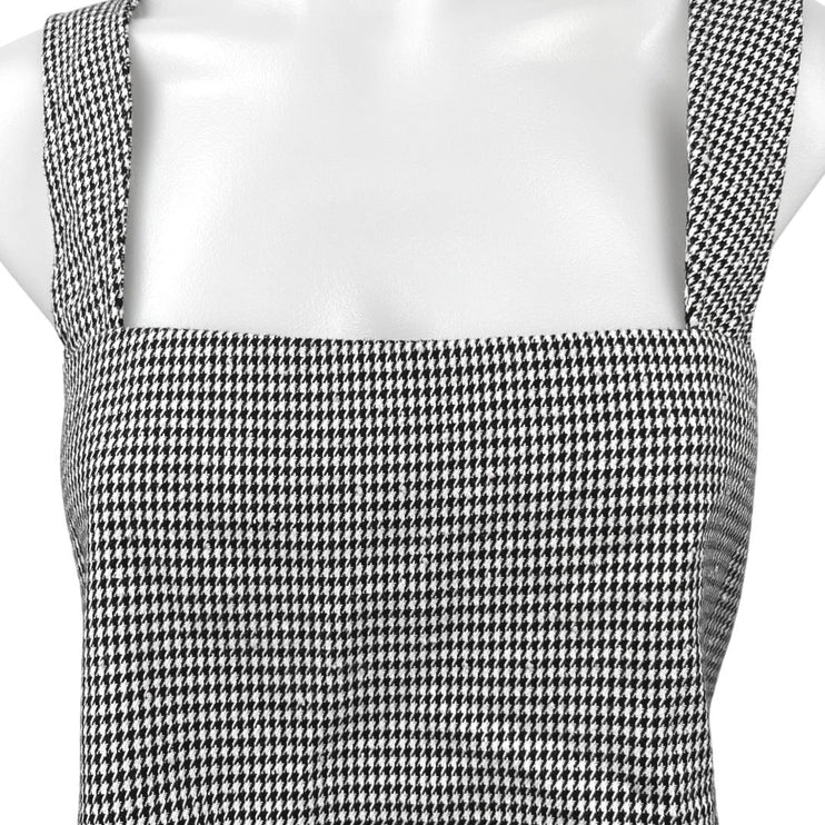 Revolve x By the Way Black White Houndstooth Square Neck Strap Crop Tank Top M