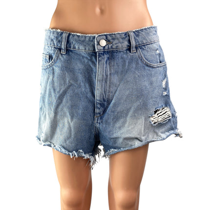 DL1961 Women's Blue Distressed High Waist Frayed Hem Cut Off Denim Shorts Sz 30