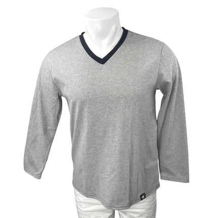 The White Company Men's Gray Knit V-Neck  Long Sleeve Casual Shirt Top Size S