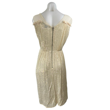 NEW French Connection Riviera Mist Cream Sequin Sleeveless A-line Midi Dress 0