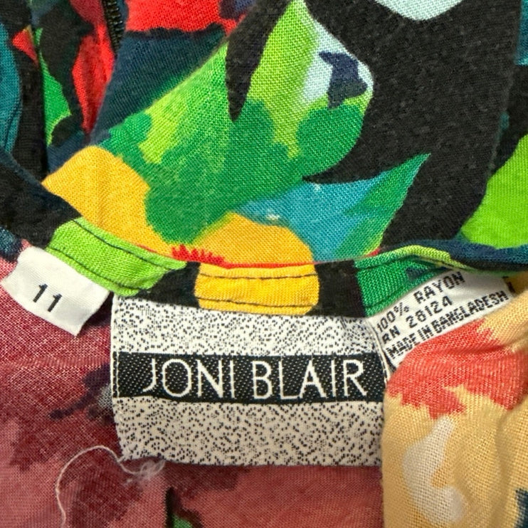 Vintage Joni Blair Multicolor Floral Tie Knot Sleeveless Mini Tank Dress Size 11