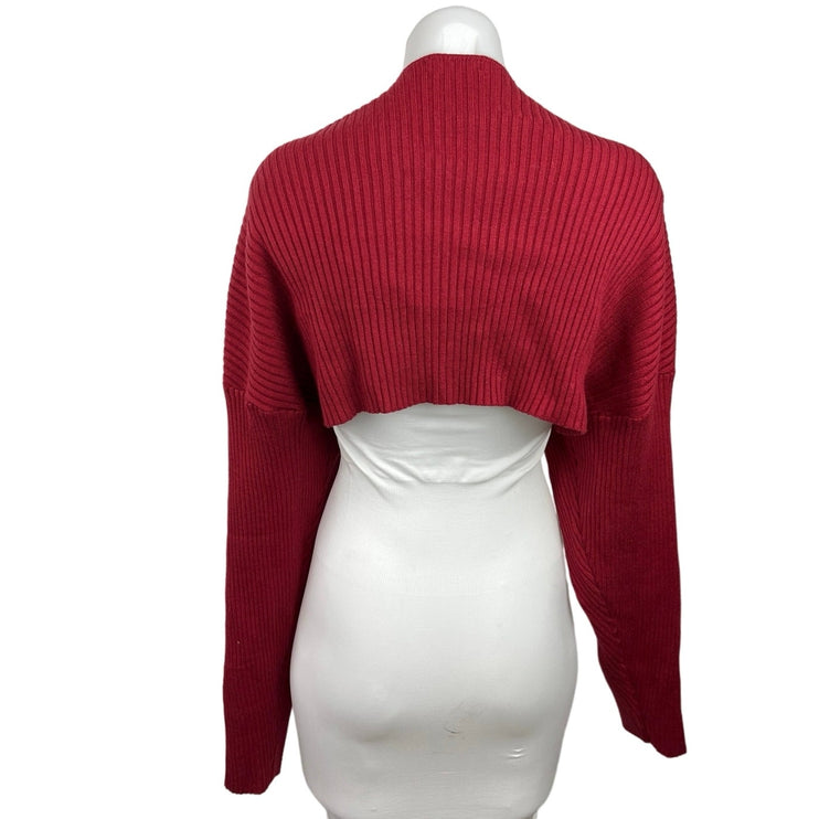 Zeagoo Red Ribbed Knit Open Dolman Sleeve Cropped Cardigan Sweater Size XXL