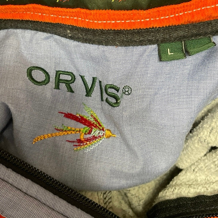 Orvis Men's Gray Turtleneck 1/4 Zip Long Sleeve Fleece Sweatshirt Sweater Top L