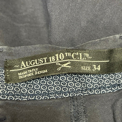 August 1810th C Men's Navy Blue Mid Rise Straight Leg Trousers Pants Size 34