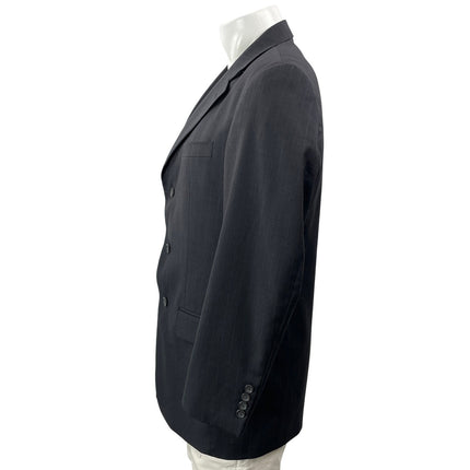Cianni Men's Gray 100% Wool Pinstriped Long Sleeve Notch Blazer Coat Jacket L
