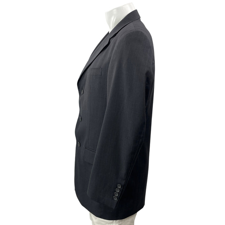 Cianni Men's Gray 100% Wool Pinstriped Long Sleeve Notch Blazer Coat Jacket L