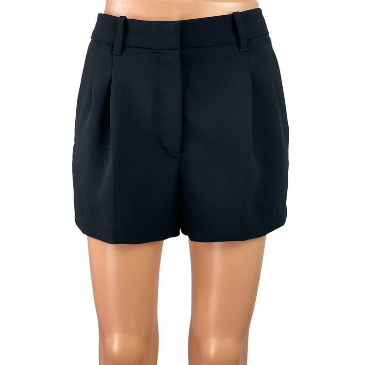 Aritzia Wilfred Women's Black High Waisted Pleated Straight Mini Shorts Size 4