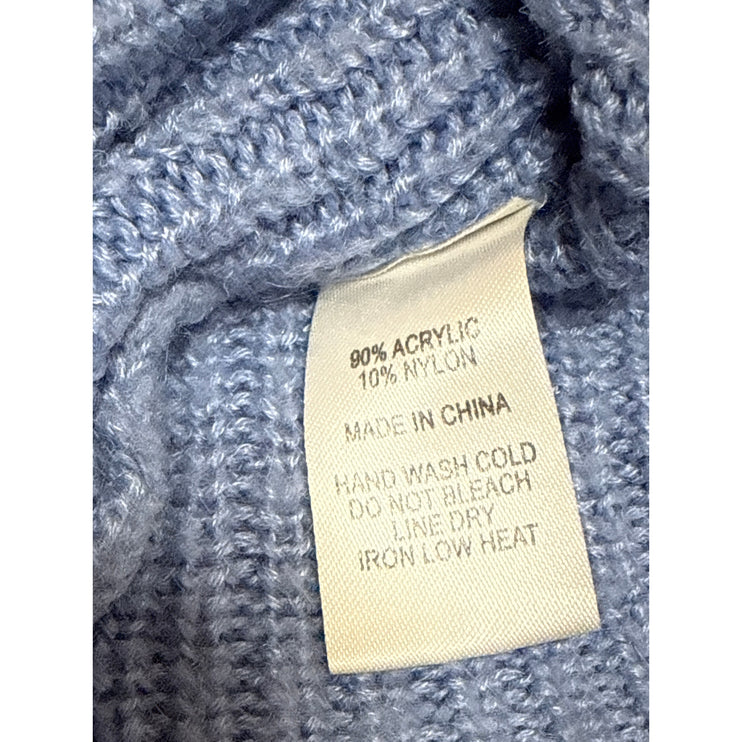 Lulus Women's Blue Ribbed Knit Sleeveless Scoop Neck Cami Tank Crop Top Size L