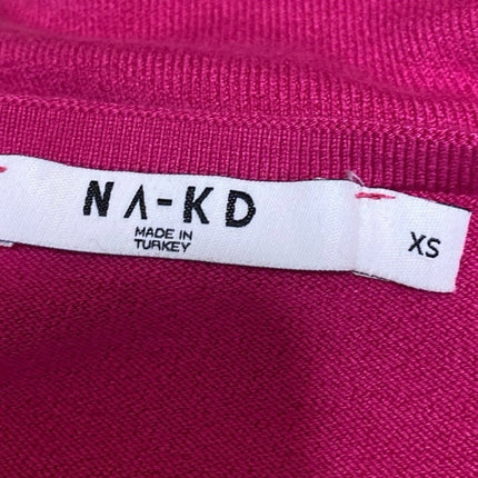 NA-KD Women's Pink Long Sleeve Cut Out Ribbed Knit Boat Neck Sweater Top Size XS