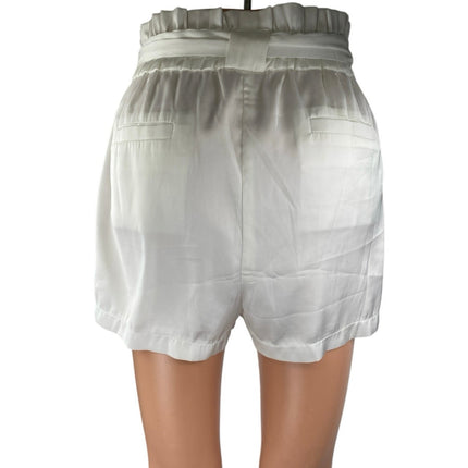 NEW JLuxLabel Women's White Belted Tie Waist Pockets Mini Paperbag Shorts Size S
