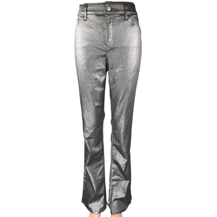 Express Skycraper Womens Silver Metallic Mid Rise Bootcut Flared Pants Size 12R
