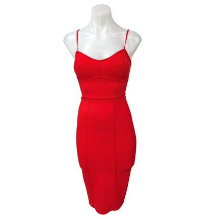 BCBGMAXAZRIA Red Sleeveless Bandage Cami Camisole Midi Bodycon Tank Dress XS
