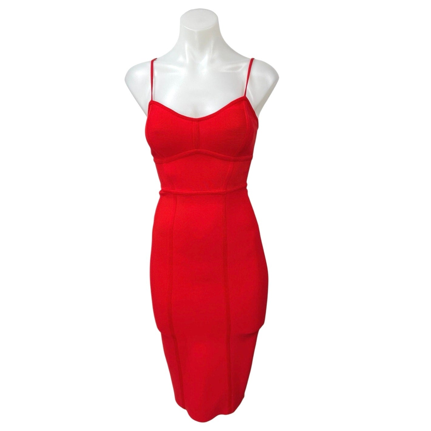 BCBGMAXAZRIA Red Sleeveless Bandage Cami Camisole Midi Bodycon Tank Dr Brie BCBGMAXAZRIA Red Sleeveless Bandage Cami Camisole Midi Bodycon Tank Dr Brie