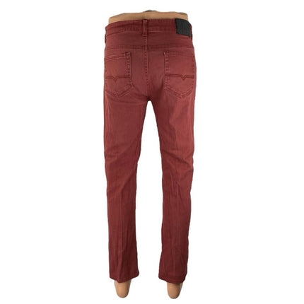 Vintage Genes 1891 Mens Red Slim Fit Straight Leg High Rise Denim Jeans Pants 32
