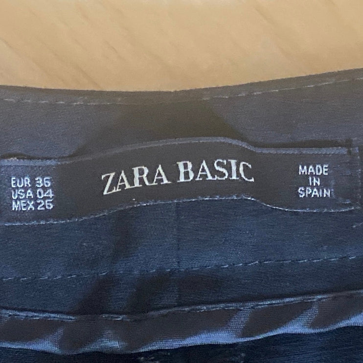 Zara Women's Black High Rise Loose Tapered Business Work Trousers Dress Pants 04