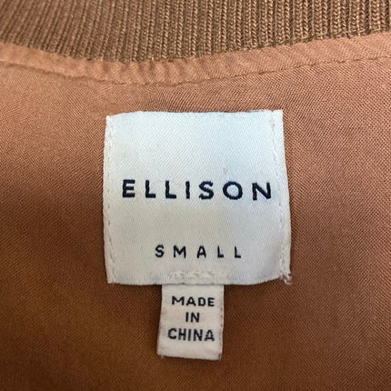 Ellison Women's Brown Faux Suede Full Zip Long Sleeve Bomber Coat Jacket Size S