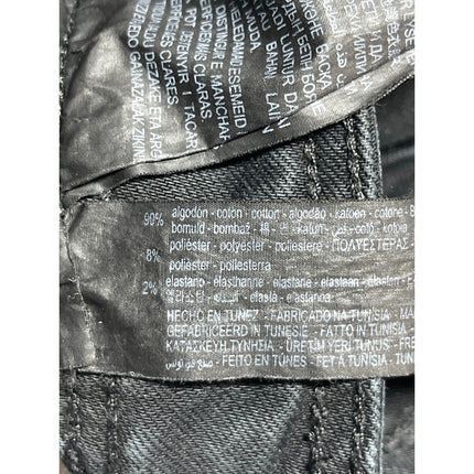 Zara The Marine Straight Women's Black Frayed Wide Leg Baggy Denim Jeans Pants S