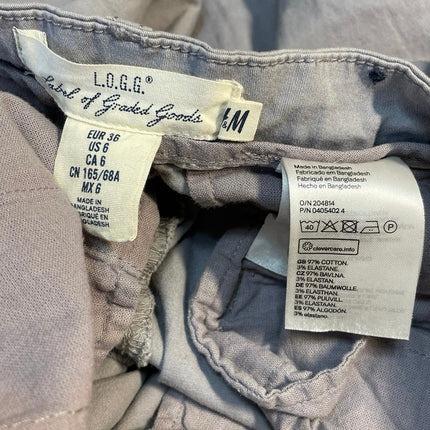 H&M LOGG Black Gray Mid Rise Slim Fit Straight Leg Chino Khaki Trouser Pants 6
