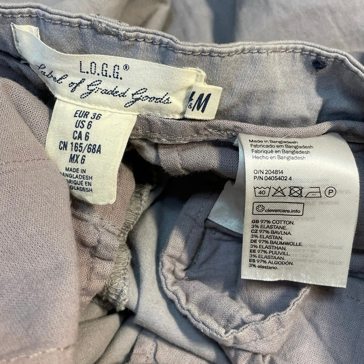 H&M LOGG Black Gray Mid Rise Slim Fit Straight Leg Chino Khaki Trouser Pants 6