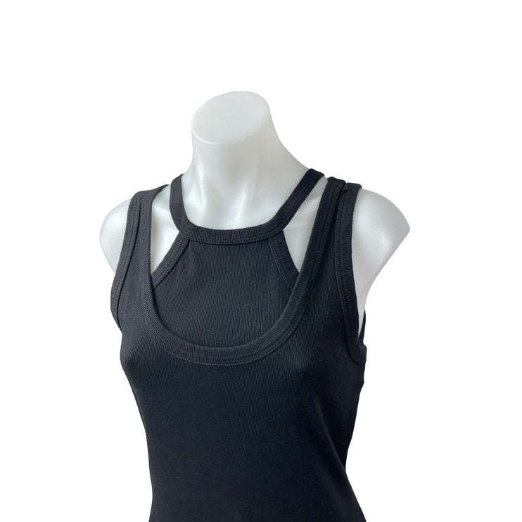 T.LA Black Ribbed Knit Layered Sleeveless Cutout Cami Tank Midi Dress Size S
