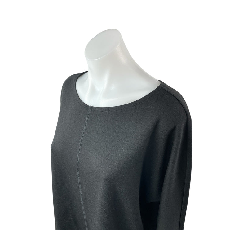 Nordstrom Women's Black Boat Neck Long Sleeve Knit Boxy T Shirt Tee Top Size L