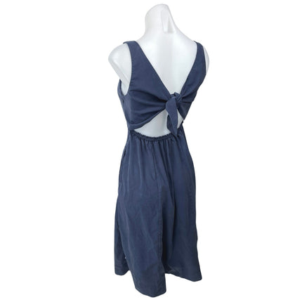 Kit and Ace Women's Blue Sleeveless Cutout Bow Tie Back Maxi A-Line Dress Size 2