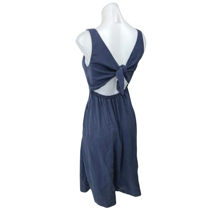 Kit and Ace Women's Blue Sleeveless Cutout Bow Tie Back Maxi A-Line Dress Size 2