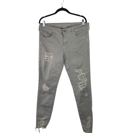 American Eagle Womens Gray Distressed Stretch Skinny Jegging Denim Jeans Size 14