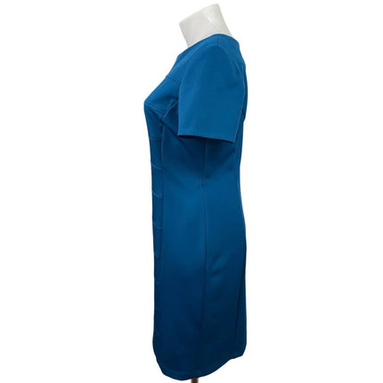 Sandra Darren Womens Blue Short Sleeve Back Zip Midi Mini Shift Bodycon Dress 14