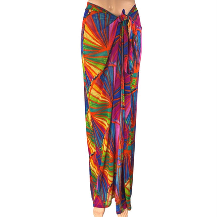 Fashion Nova Multicolor Abstract High Waist Beach Cover Up Maxi Wrap Skirt 2XL