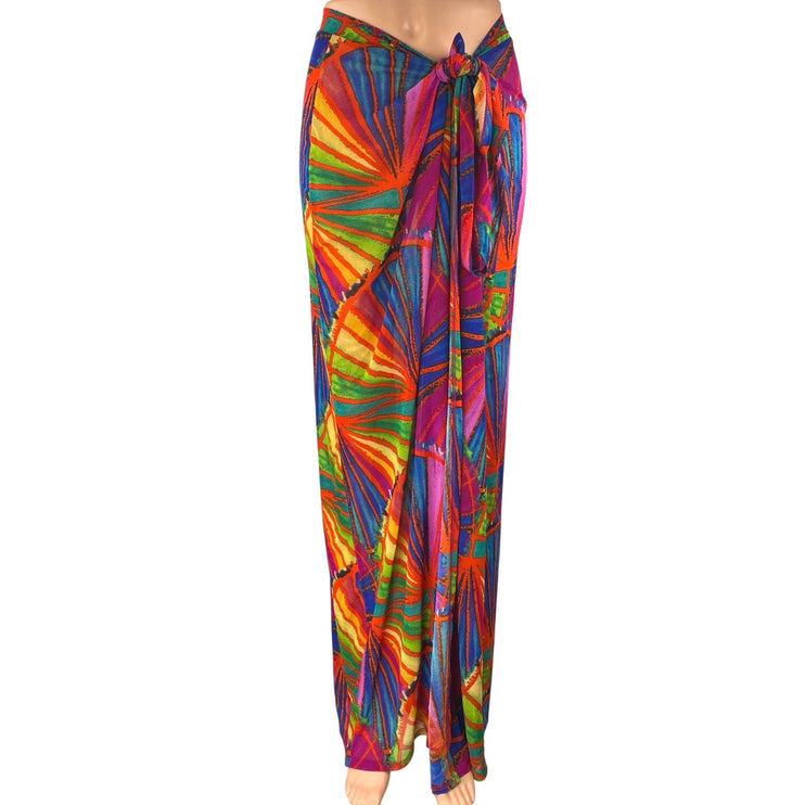 Fashion Nova Multicolor Abstract High Waist Beach Cover Up Maxi Wrap Skirt 2XL