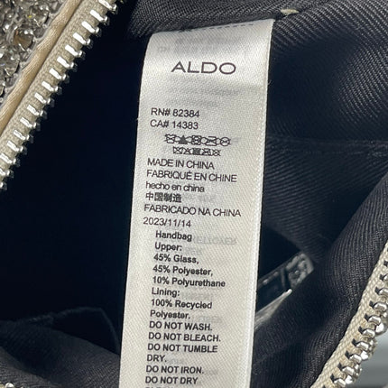 Aldo Mistera Silver Rhinestone Sparkly Shimmer Crescent Half Moon Shoulder Bag