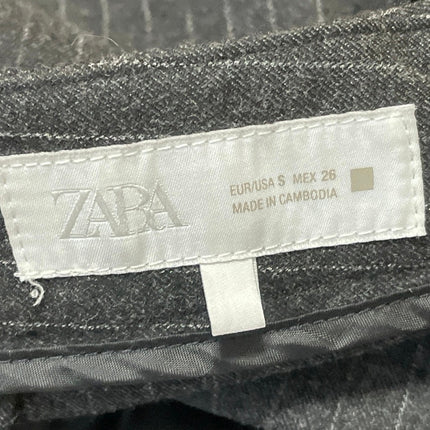 Zara Women's Black Pinstripe High Rise Pleated Wide Leg Trousers Pants Size S