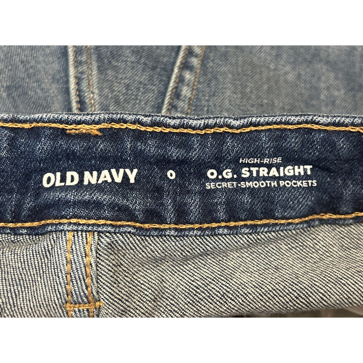 Old Navy High Rise OG Straight Women's Blue Cuffed Denim Jean Shorts Size 0