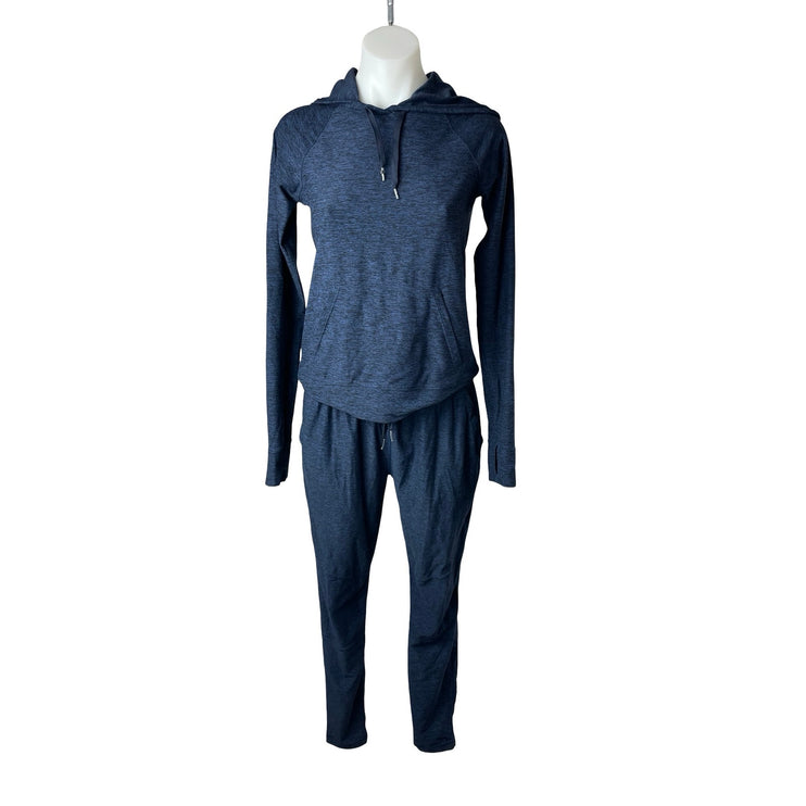 Outdoor Voices Women's Blue Hoodie Top Sweat Pants Athletic 2 Piece Set Size S
